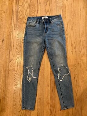 Carly Jean Los Angeles Distressed Skinny Jeans - Blue